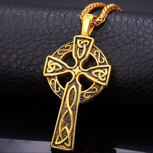 New 18k gold cross men necklace